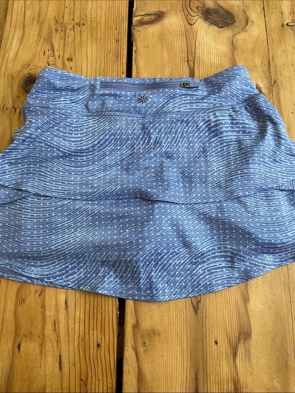 ATHLETA GIRL 8-10 Perwinkle Printed Swing Skorts Tiered Skirt Tennis Ball Pocket